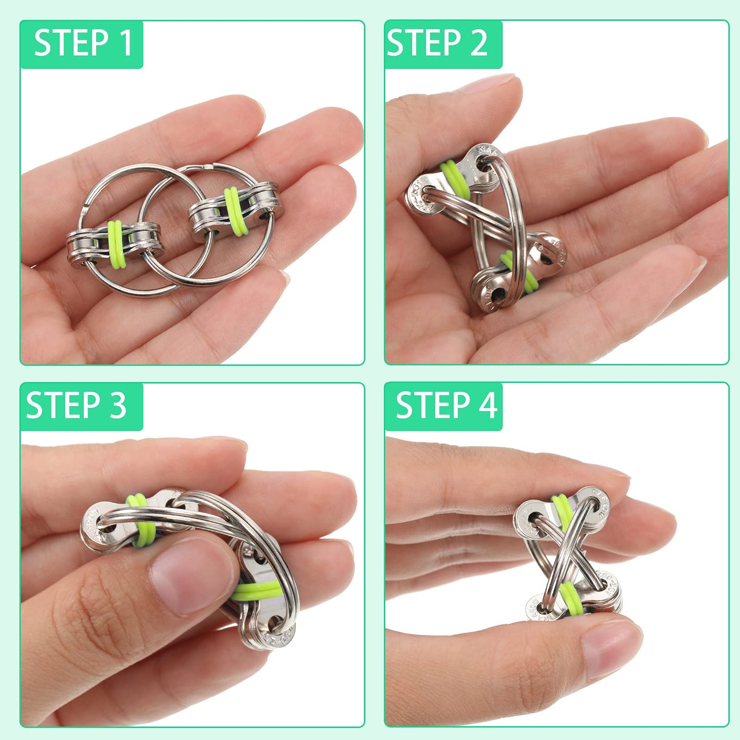 Zhanmai 15 Pieces Bike Chain Fidget Toy Flippy Finger Roller Chain Sensory Toy Handheld Ring Decompression Toy for mature-themeds Anxiety Stress Relief  6 Colors