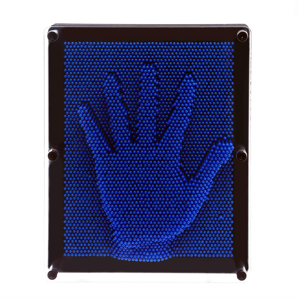 E-FirstFeeling 3D Pin Art Toy - Extra Large 10"x8" Blue Plastic Hand Mold Board for Kids & Adults