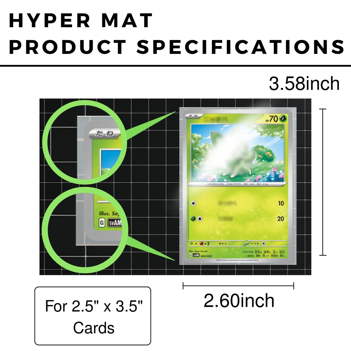 [2 Pack] Hyper Matte Sleeves Clear (66?91mm / 2.5 x 3.5  128 pcs) Card Sleeves + 1 Acrylic Trading Card Display Stand | Made in Japan | Gift Set | Perfect for Standard Size Trading Cards