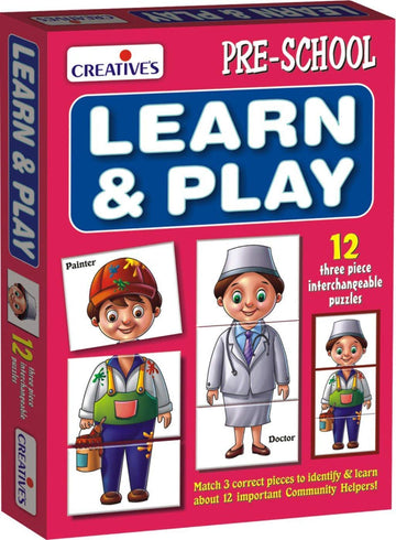 CreativeS Learn And Play | Educational Puzzle Game | Learn & Identify & Name 12 Important Community Helpers | Doctor, Painter, 