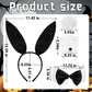 Voiiake Bunny Ears Headband  Bow Tie  Cuffs  and Tail - Bunny Costume Accessories for Women - Halloween Black Rabbit Ears for Party Outfit