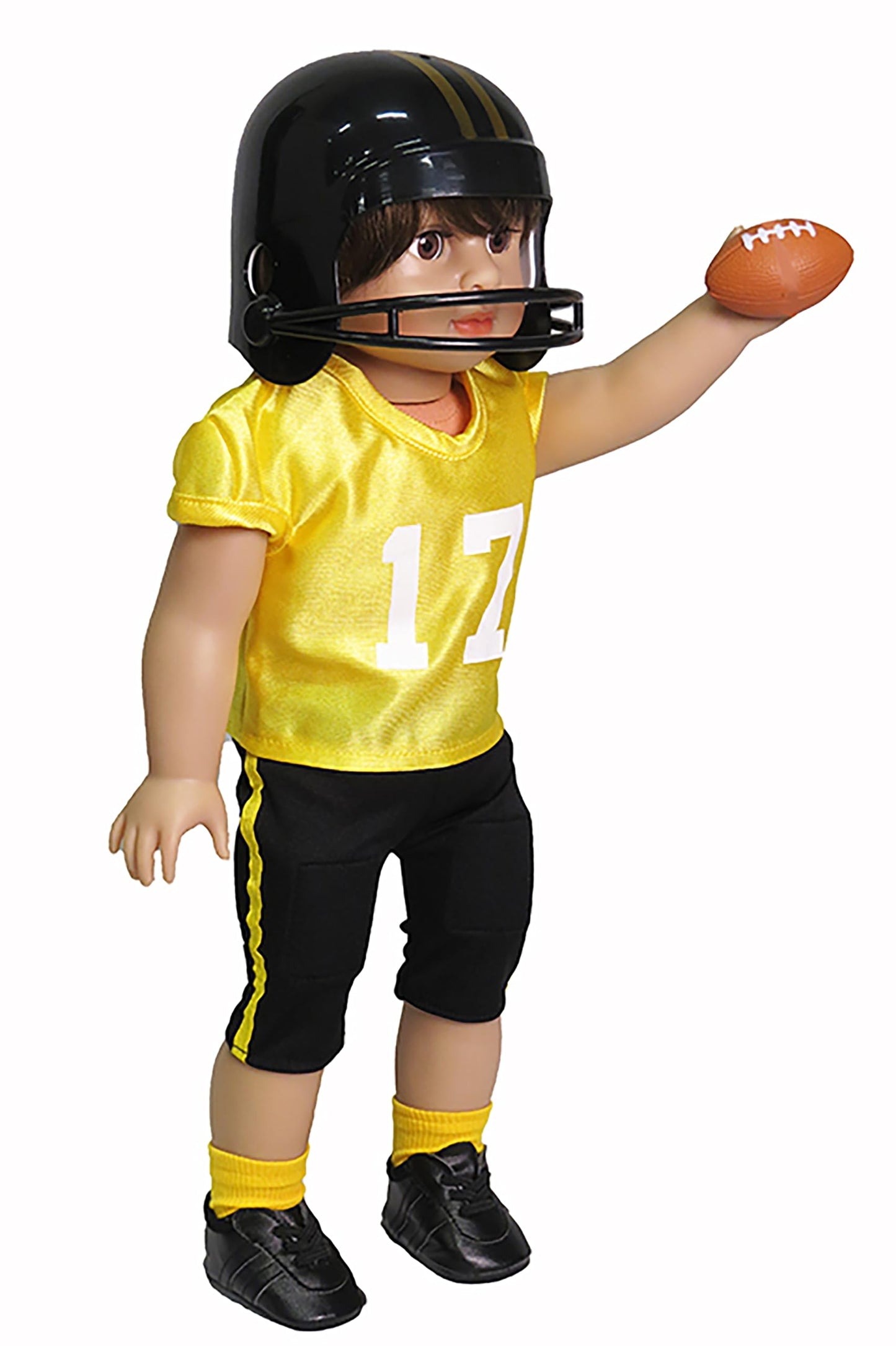 Yellow and Black Football Outfit 6pc for 18-Inch Dolls | enhanced Quality & Trendy Design | Dolls Clothes