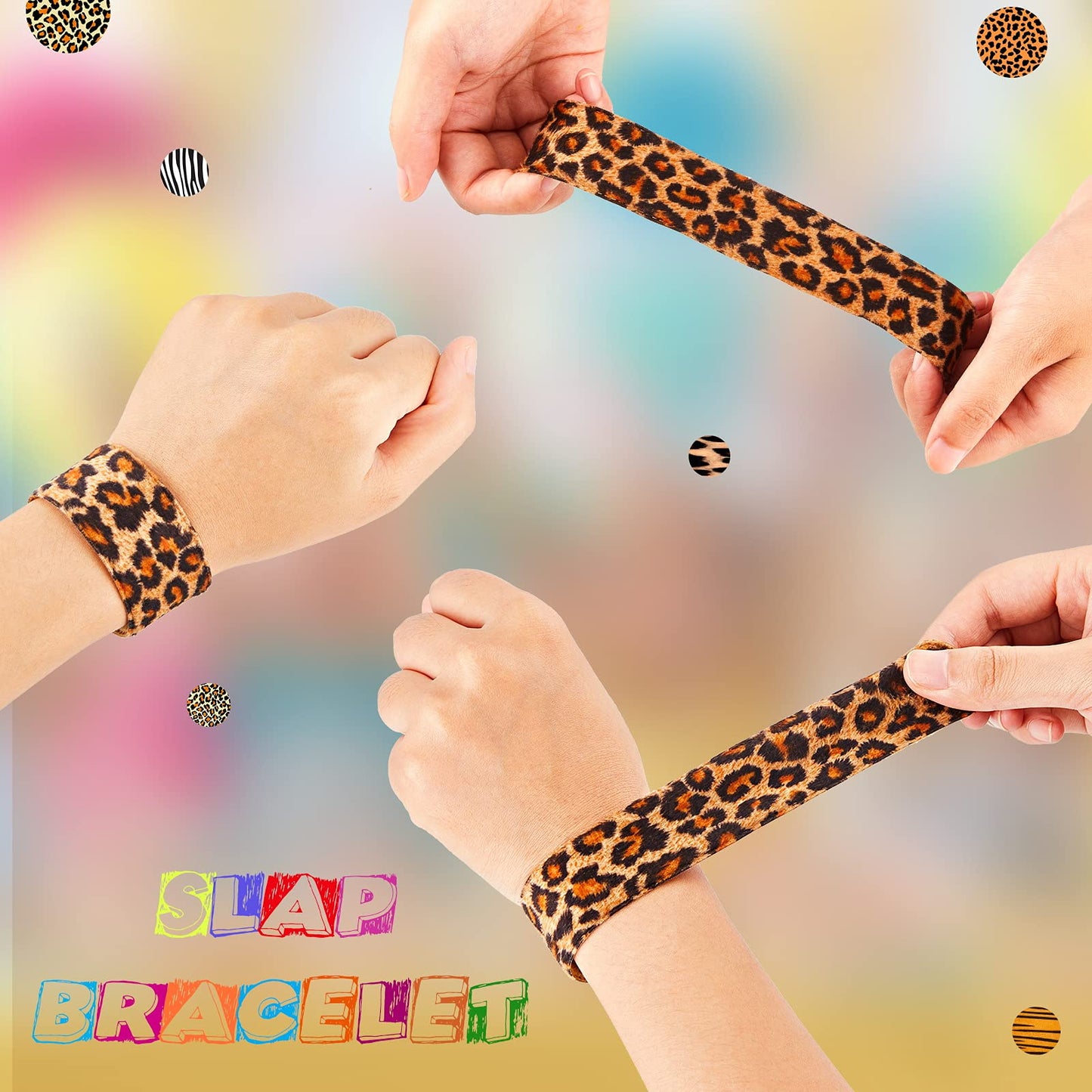 25 Pieces Animal Print Wristband Wild Animal Slap Bracelets Assorted Safari Print Slap Bracelet Deer Leopard Tiger Slap Bracelet