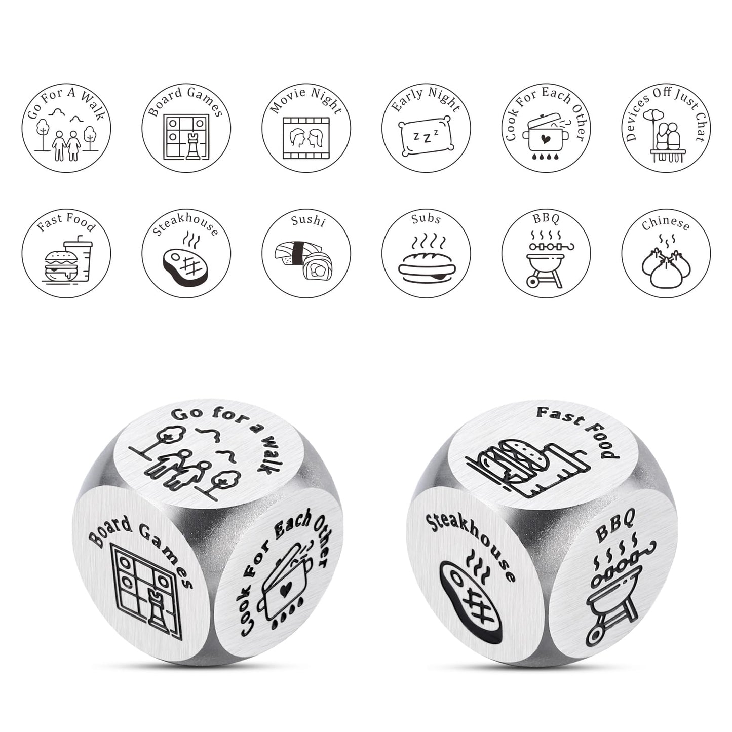 Valentines Gifts for Him Her, Anniversary Date Night Engagement Gifts for Boyfriend Couples 2 pcs Food Date Night Dice Set Decid