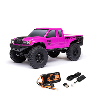 Axial RC Truck 1/24 SCX24 Base Camp 4x4 Rock Crawler Brushed RTR (Everything Needed to Run is Included) - Pink, AXI-1219T3
