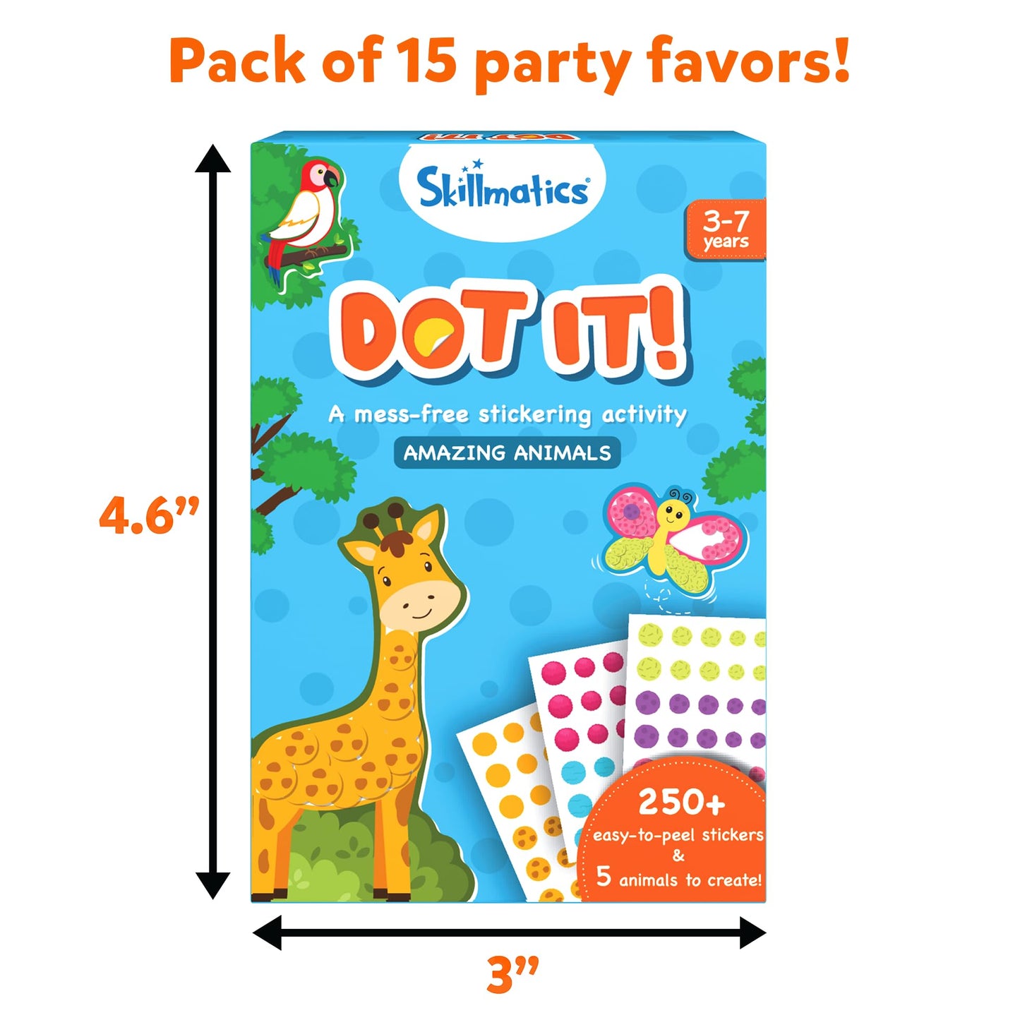 Skillmatics Party Favors (Pack of 15) - Dot It Animals, Gifts for Classrooms, No Mess Sticker Art for Kids, Goodie Bags, DIY Act