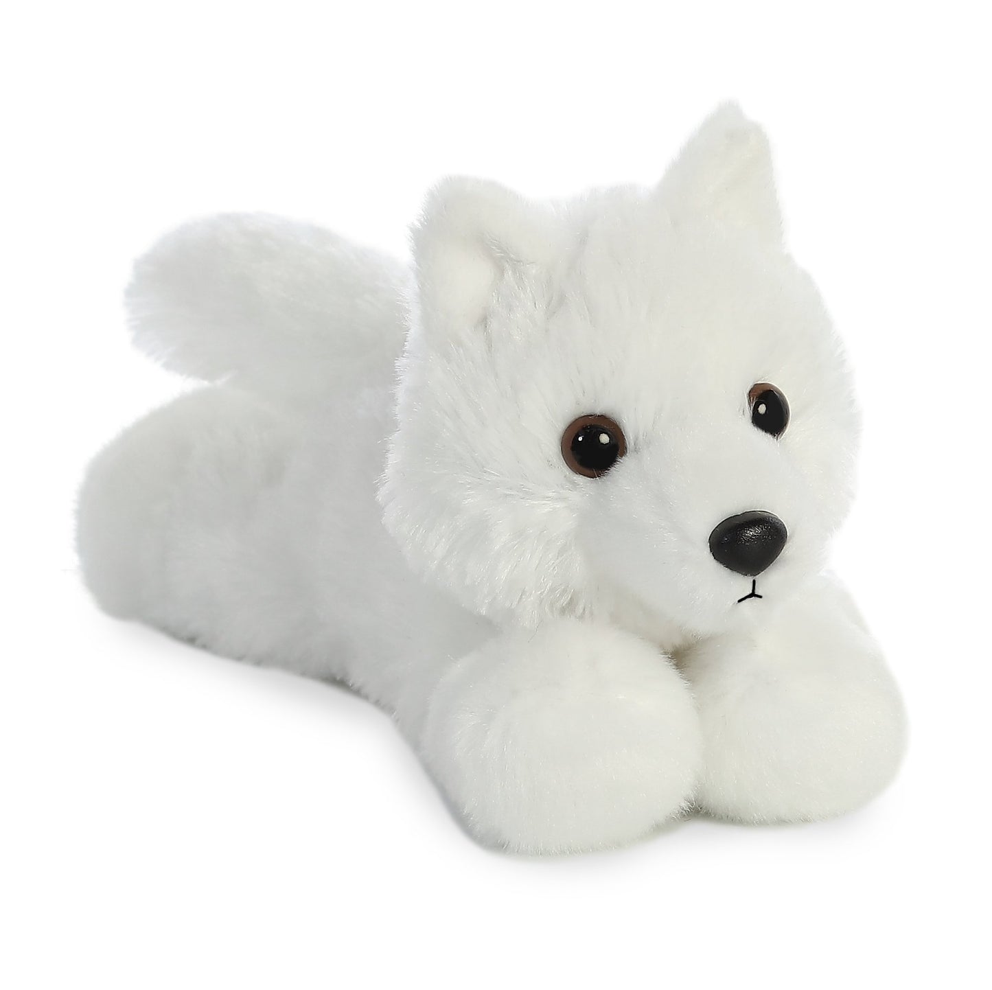 Aurora® Adorable Mini Flopsie™ White Wolf Stuffed Animal - Playful Ease - Timeless Companions - White 8 Inches