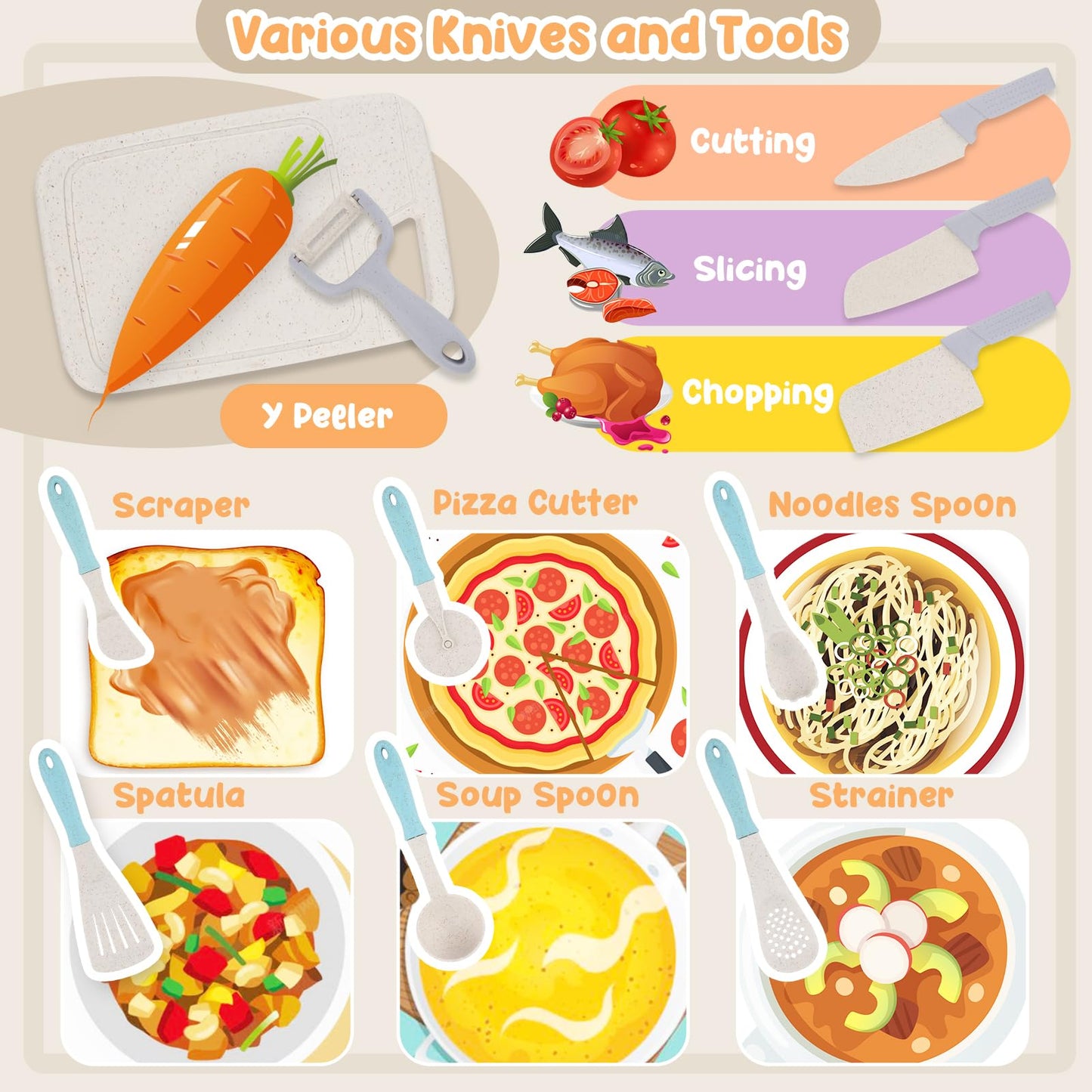 Pretend Play Kitchen Accessories Toys, Pots And Pans Utensils Playset For Kids, Cooking Play Set Gift For Toddlers Boys And Girl