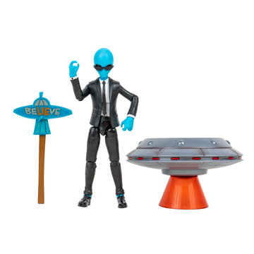 Fortnite Human Bill (Emote Series) - 4-Inch Articulated Figure With Lil’ Saucer Emote Vehicle And Flying Slasher Accessory