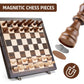 Elongdi Magnetic Wooden Chess Set For Adults Kids,15' Folding Chess Board With Wood Texture 2 Extra Queens - Handmade Pieces Travel Board Games For Professional Beginner