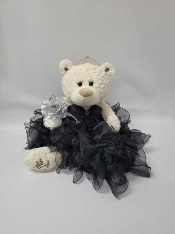 KINNEX COLLECTIONS SINCE 1997 20 Quince Anos Quinceanera Last Doll Teddy Bear with Dress (Centerpiece) ~ ARC16831-17R (Black)
