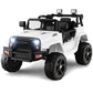 Olakids Kids Ride On Truck, 12V Electric Vehicle Jeep Car With Remote Control, Toddlers Battery Powered Toy With 2 Speeds, Spring Suspension, Double Open Doors, Led Lights, Music, Tf, Usb, Mp3 (White)