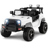 Olakids Kids Ride On Truck, 12V Electric Vehicle Jeep Car With Remote Control, Toddlers Battery Powered Toy With 2 Speeds, Spring Suspension, Double Open Doors, Led Lights, Music, Tf, Usb, Mp3 (White)