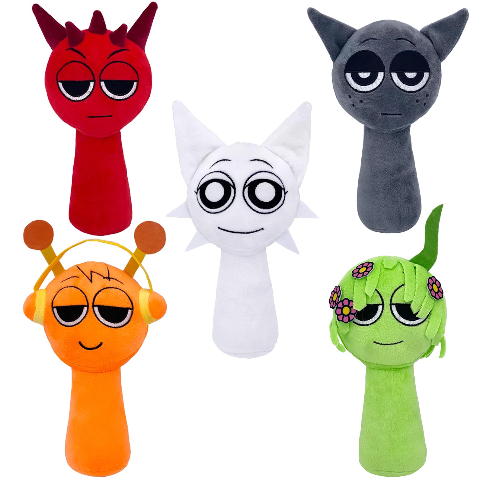 Jiensa Sprunki Plush, Sprunki Game Plush, Wenda Sprunki, Sprunki Gray, For Kids (Sprunki-5Pcs)