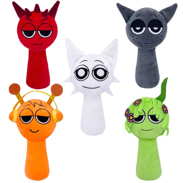 Jiensa Sprunki Plush, Sprunki Game Plush, Wenda Sprunki, Sprunki Gray, For Kids (Sprunki-5Pcs)