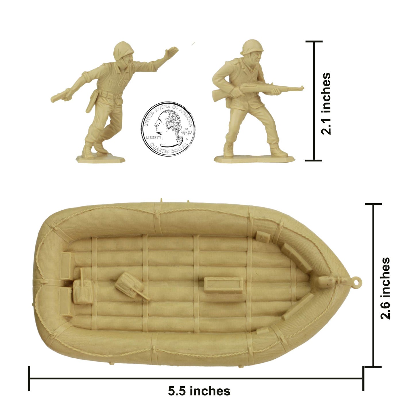 Bmc Marx Plastic Army Men Us Soldiers - Tan 31Pc Ww2 Figures - Made In Usa