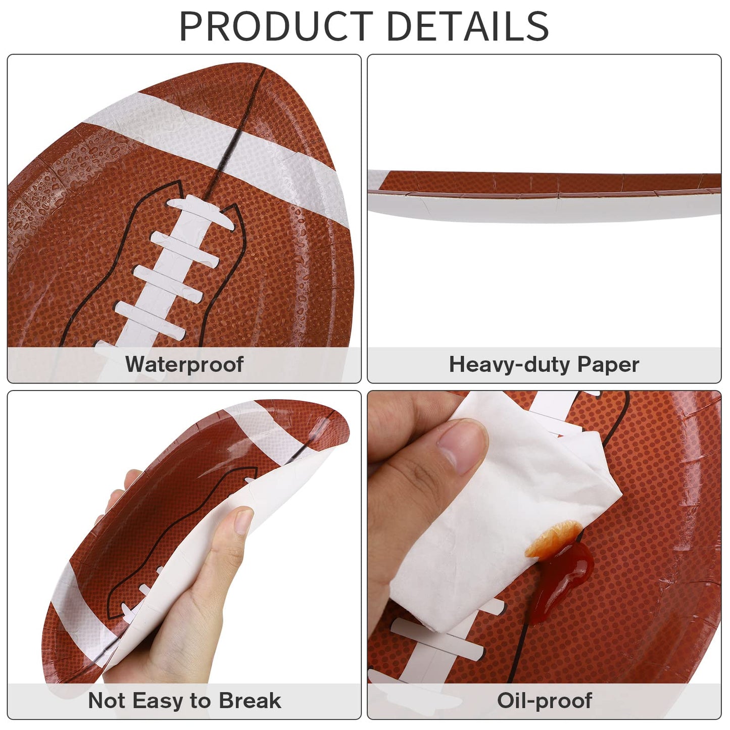 ADXCO 50 Pieces Football Shaped Disposable Paper Plates Football Party Plates Football Party Supplies for Football Theme Party S