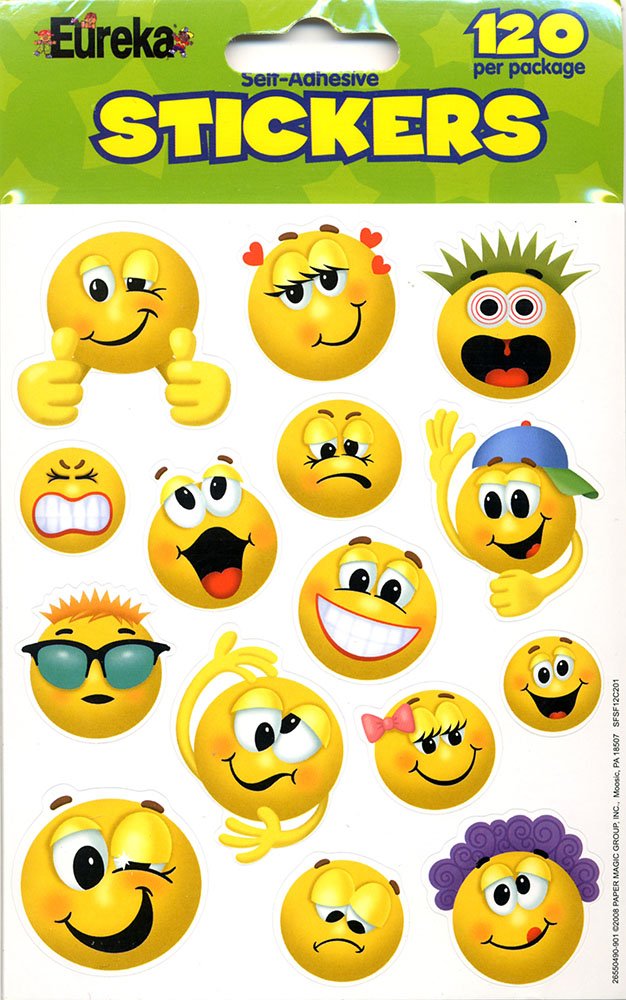 Eureka Emoticons Stickers, 120 Per Pack