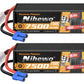 Nihewo 2Packs 4S Lipo Battery, 14.8V 7500mAh Lipo Batteries Hardcase 100C EC5 Plug Compatible with Arrma E-flite 1/5 1/6 1/7 1/8