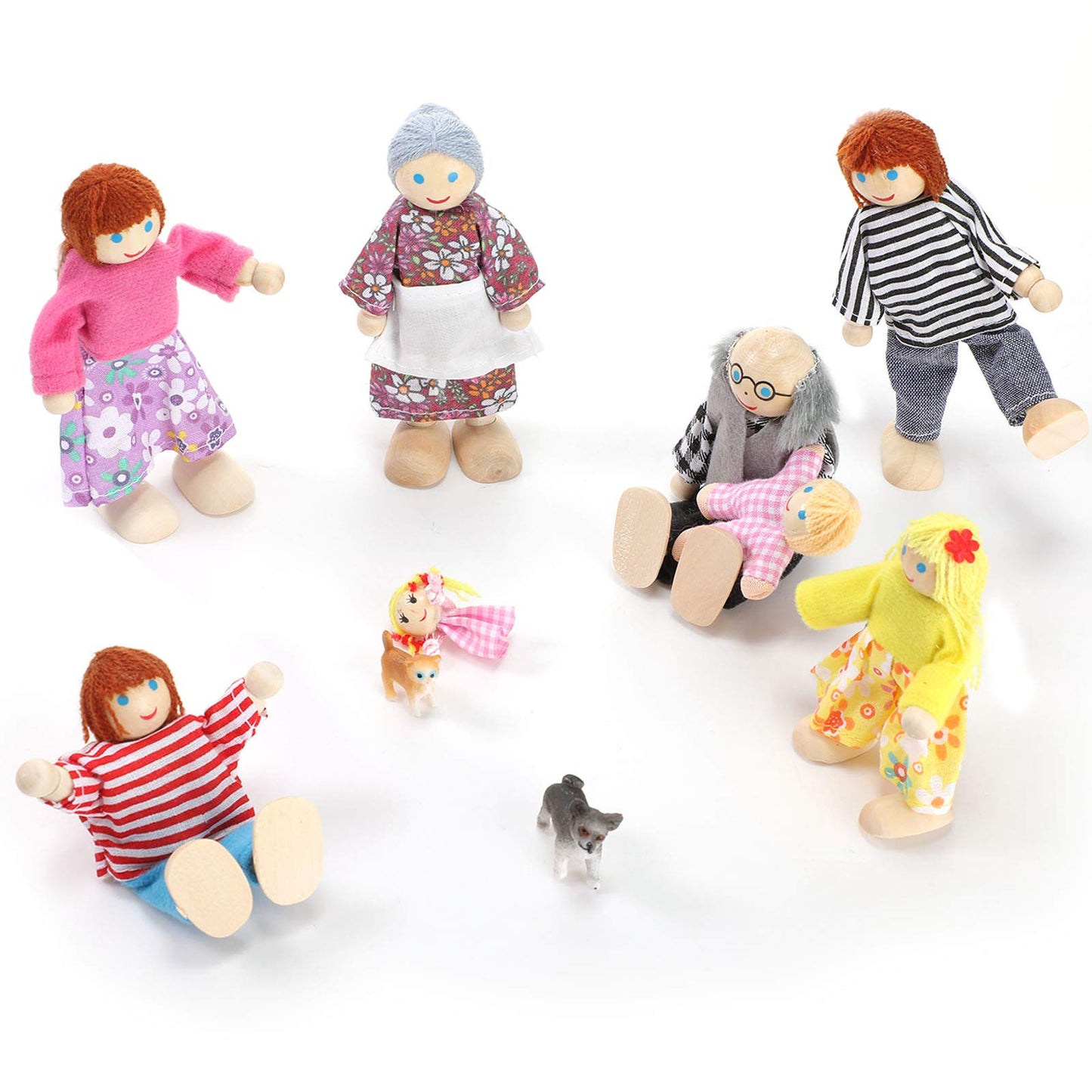 Skylety 10 Pcs Wooden Dollhouse Set Of Mini People Figures Dolls Wooden Doll Pretend Play Figures Accessories For Pretend Dollhouse Toy(Classic Style)