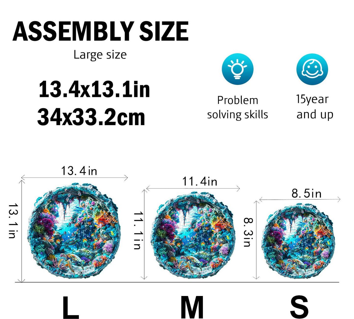 Jigfoxy Wooden Puzzle for mature-themeds  3D Visual Ocean Wooden Jigsaw Puzzles for mature-themed  Unique Animal Shape Wood Cut Puzzles  Christmas Thanksgiving Gifts for Friends Family (S-8.5 * 8.5in-100pcs)