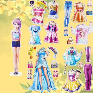 Rqmaoy Magnetic Dress Up Dolls Paper Dolls For Girls Ages 4 5 7 8 9 10, Princess Magnetic Paper Dolls - Christmas Birthday Easte