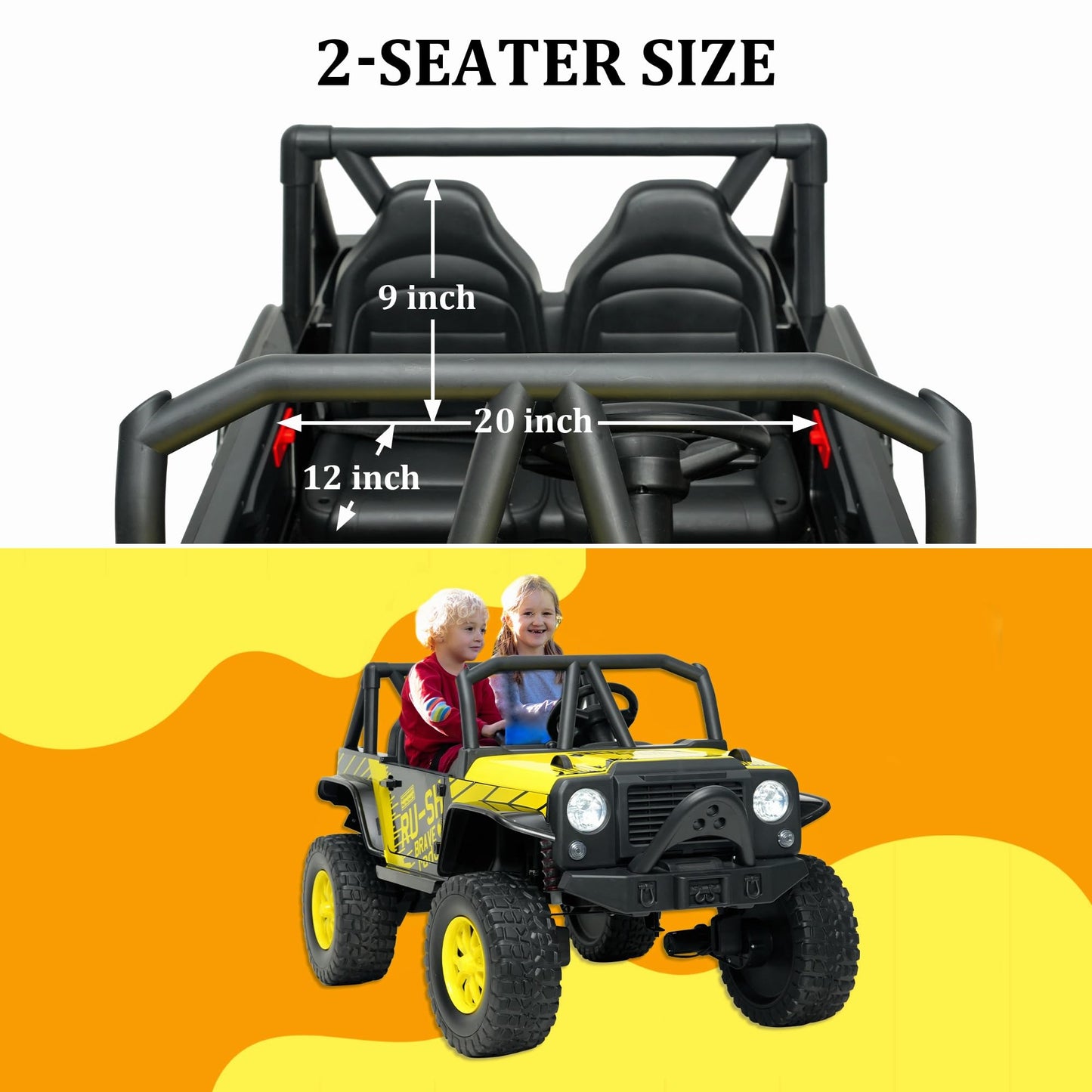 24V 5Ah 2 Seater Power Wheels For Kids, 4Wd Kids' Electric Vehicles With Remote Control For Girls Boys, Utv Ride On Car For Kids
