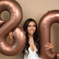 Dark Brown Number Balloon 40 Inch, Coffee Brown 0 Number Balloons, 10 20 30 40 50 Numbers Balloon Chocolate Brown Birthday Decor