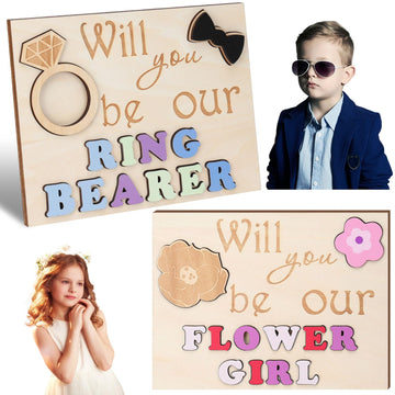 Threehoney 2 Pcs Wedding Flower Girl Ring Bearer Puzzle Invitation Will You Be Our Flower Girl Proposal Gifts Will You Be Our Ri