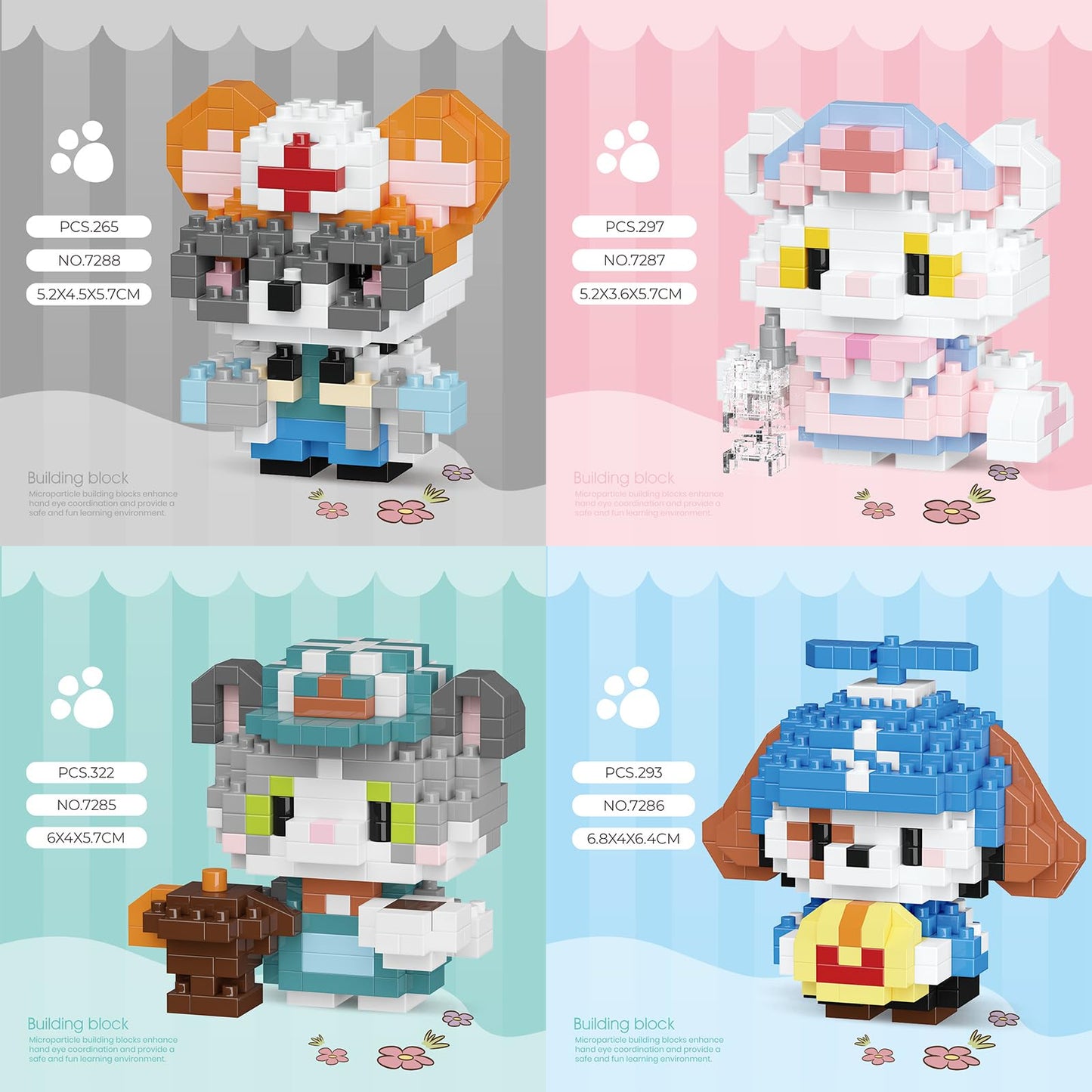 Hjplpxh Cat And Dog Micro Mini Building Block Sets Birthday Gift For Kids, Animals Buildling Model Kits, Mini Bricks Cat And Dog