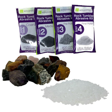 Wirejewelry Gemstones Of The World Tumbler Refill Kit - 1.5 Lbs. Of Handpicked Rock, 1 Batch Of 4 Step Abrasive Grit And Polish