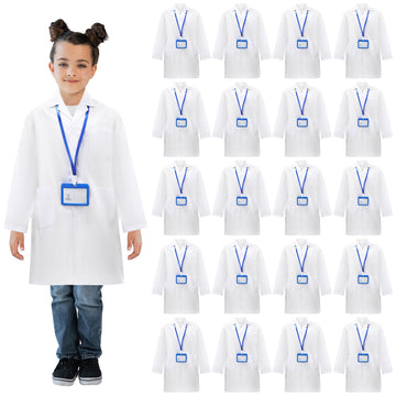 Liitrsh 18 Set Lab Coats For Kids White Scientists Costume With Id Card For Children Doctor Role Play Career Day Christmas (Larg