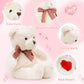 Riuhot Teddy Bear Plush With Heart Cute White Teddy Bear Stuffed Animal Valentine'S Day Soft Stuffed Anamals Bear Plushie Christ