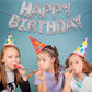Pigetale Silver Happy Birthday Balloons Banner, 16 Inch 3D Aluminum Foil Inflatable Hanging Letter Kit Set, Mylar Happy Birthday