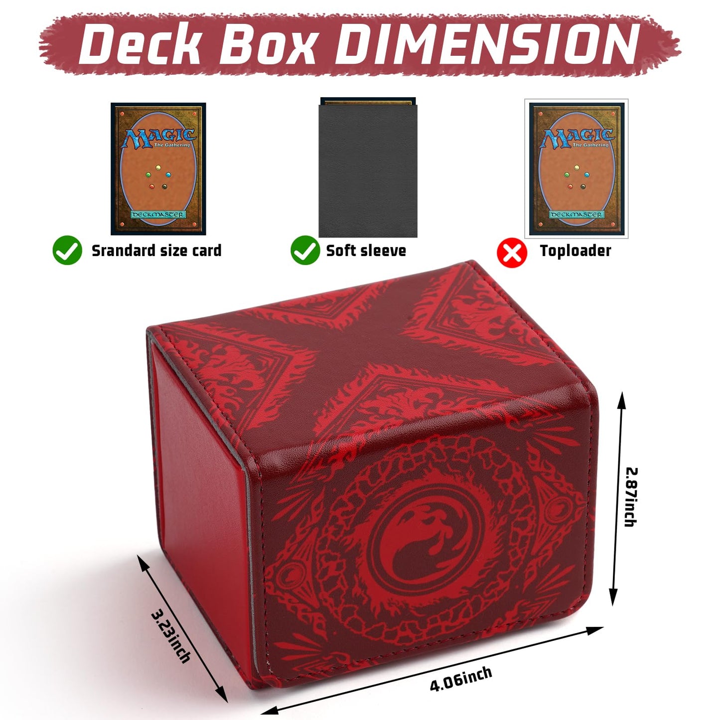 Deck Box for MTG Cards  Trading Commander Deck Case Holds 120+ Sleeved Cards  PU Leather Magnetic Collectible Card Storage Box Fits for TCG Magic Card (Red)