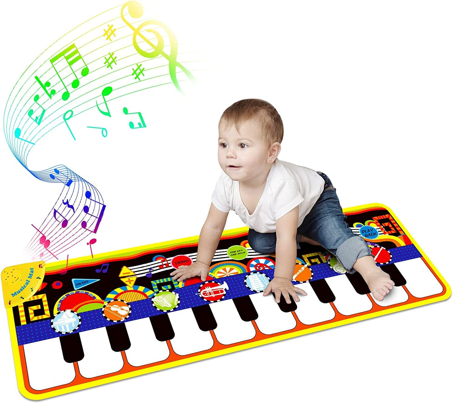 Renfox Baby Piano Mat With 25 Music Sounds, Kids Musical Playmat, Early Education Development Birthday Gift Music Toy For 1 2 3 Year Girls Boys, Piano Keyboard Touch Play Blanket For Child Toddlers
