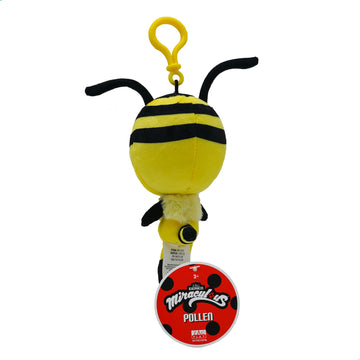 Miraculous Ladybug - Kwami Lifesize Pollen, 5-Inch Bee Plush Clip-On Toys For Kids, Super Soft Collectible Stuffed Toy With Glitter Stitch Eyes And Color Matching Backpack Keychain (Wyncor)