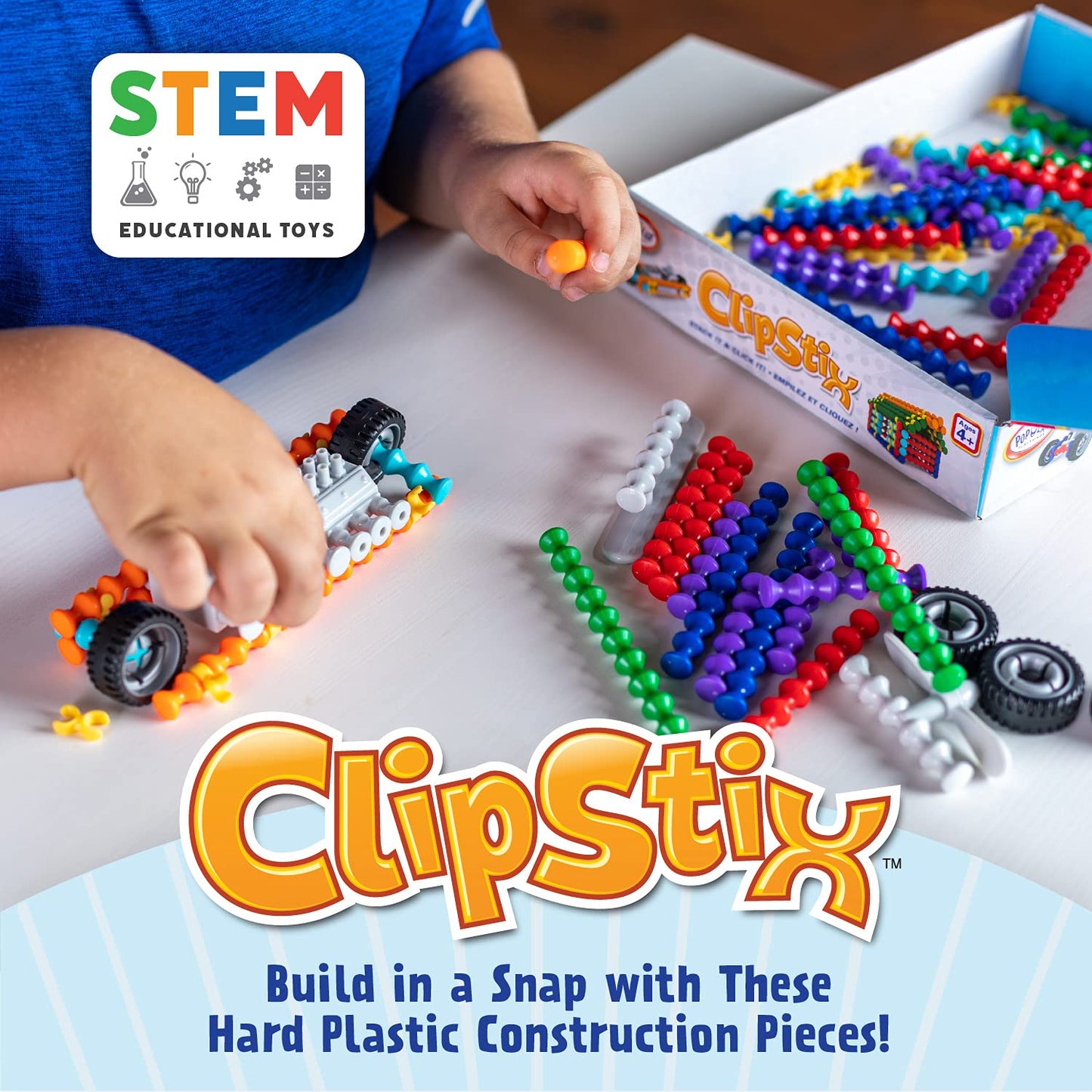 POPULAR PLAYTHINGS Clipstix, 100 Pieces, Multicolor Plastic, Model LL7244