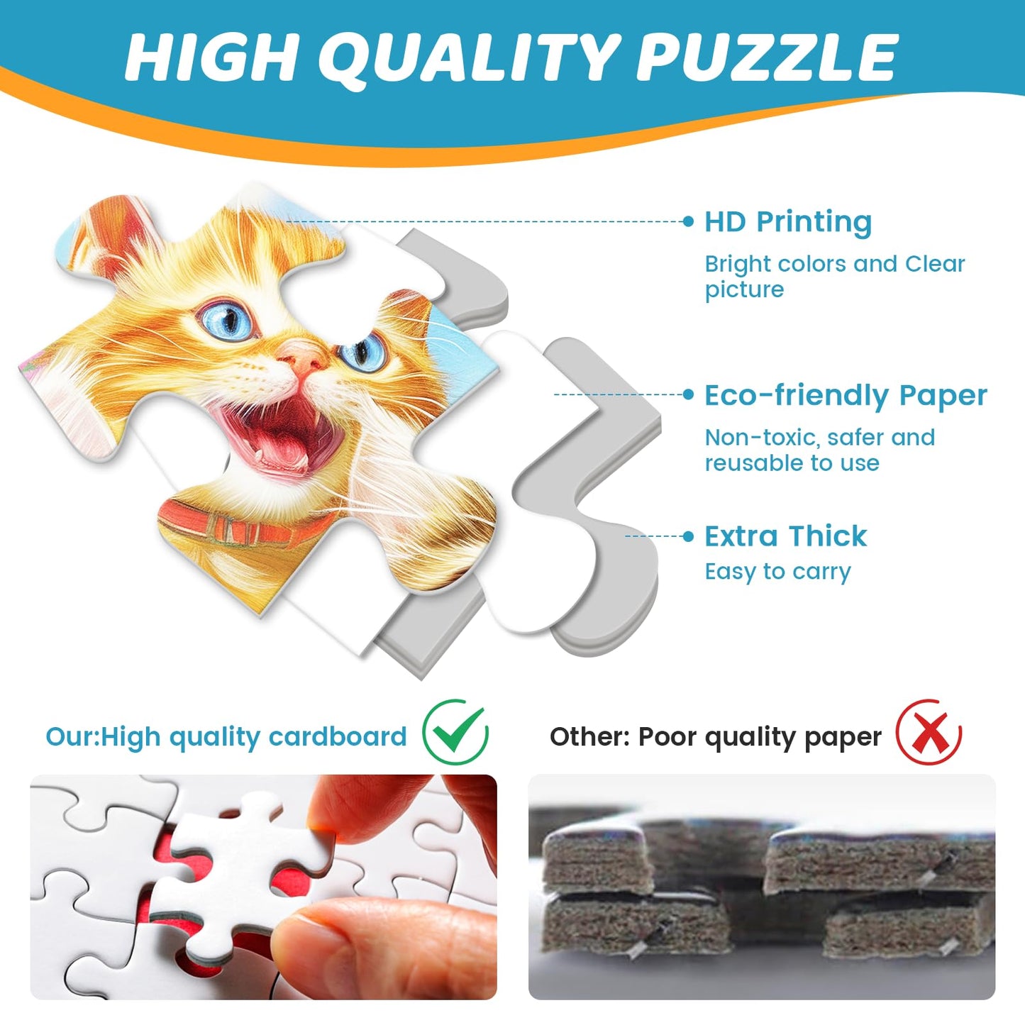 500 Piece Puzzles For Adults, Laughing Cats Large Piece Jigsaw Puzzle For Adults Kids Seniors,Recycled Cardboard Puzzle 500 Piec