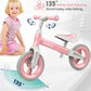 Bobike Toddler Balance Bike Toys For 1 To 3 Year Old Girls Boys Adjustable Seat And Handlebar No-Pedal Training Bike Best Gifts For Kids (Pink)