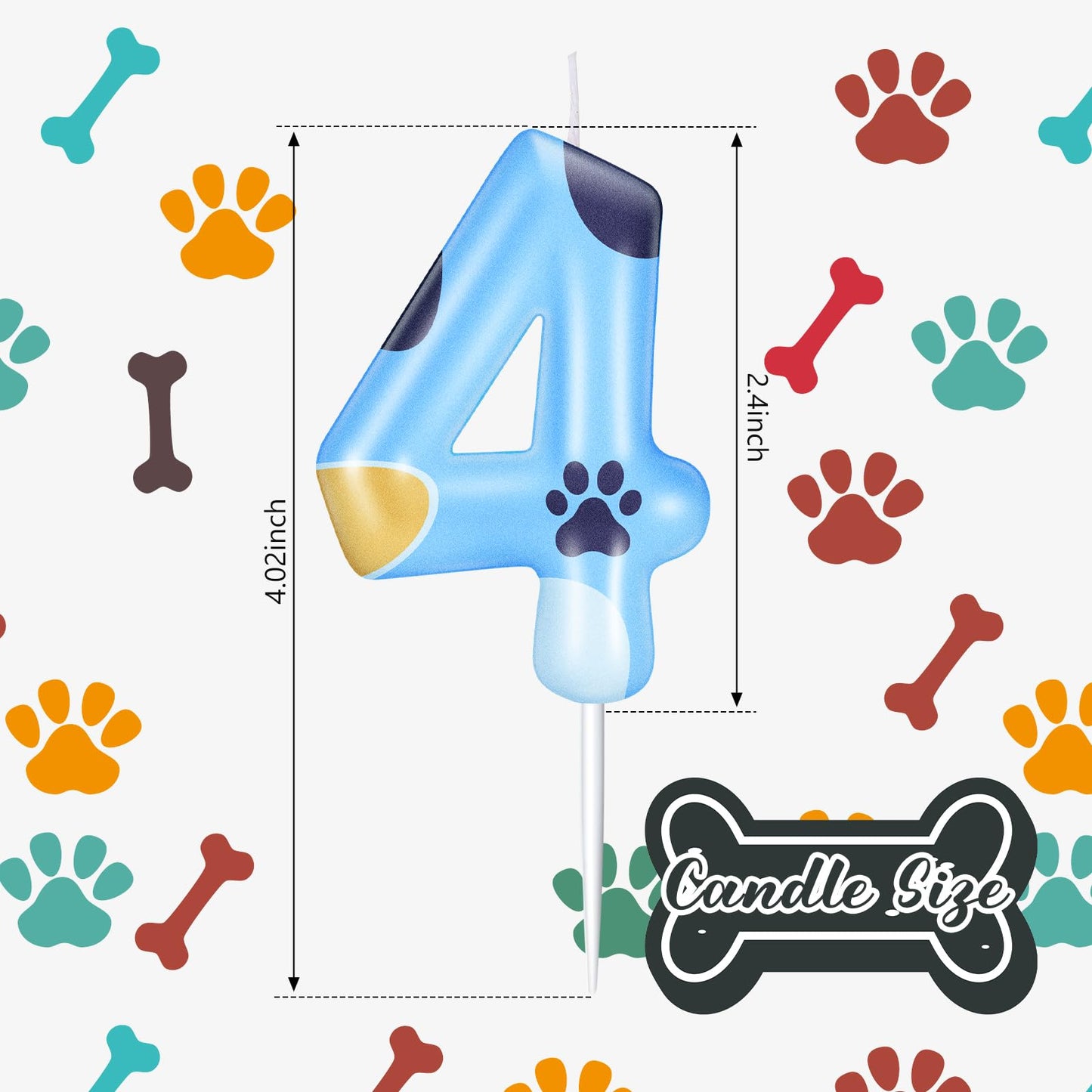 MTLEE Blue Dog Paw Candles Blue Birthday Cake Decorations Cake Cupcake Topper for Boy and Girl Birthday Decoration(4)