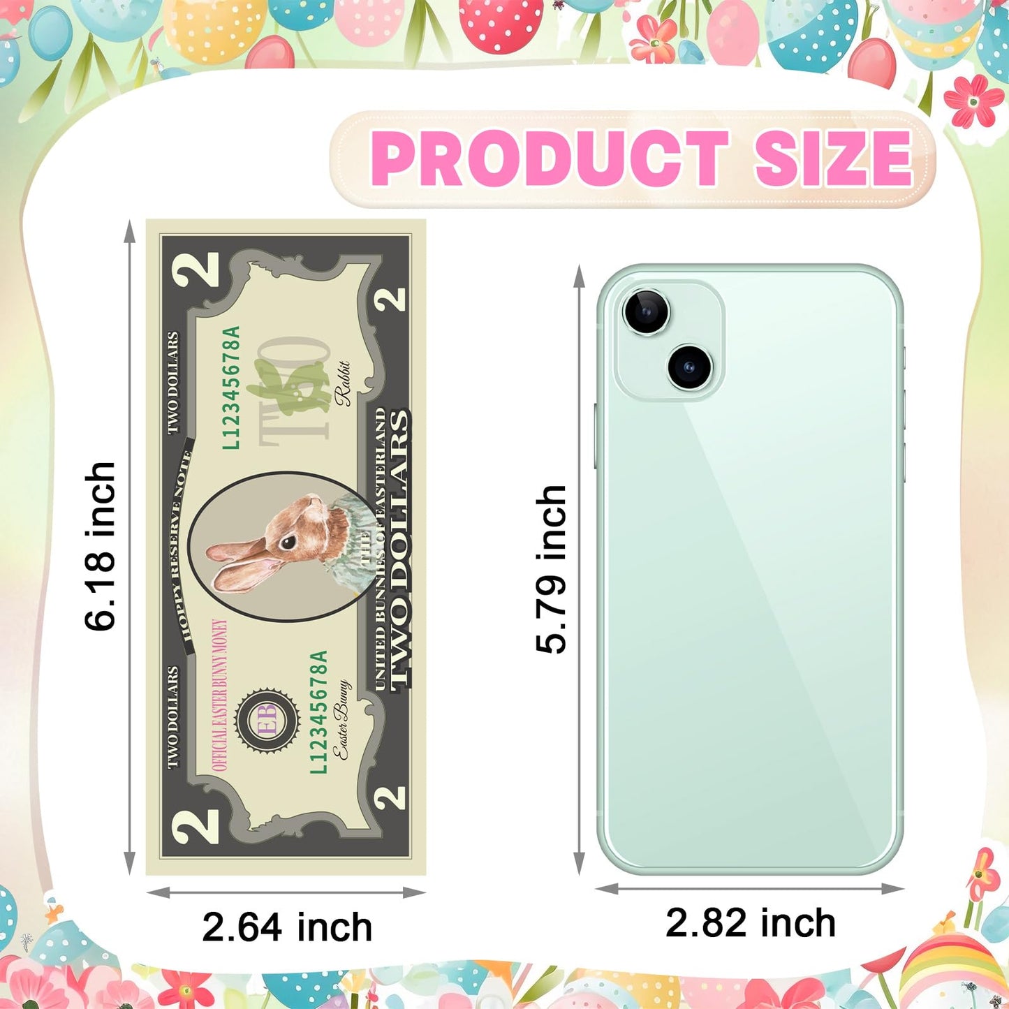 Juleasel 100 Pcs Easter Egg Fillers-Bunny Money Coupons, Paper Easter Egg Tokens Basket Stuffers, 60 Redeemable Coupons+30 Blank