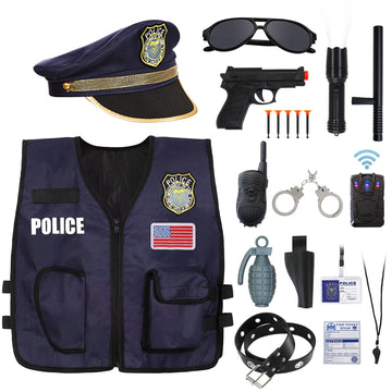 Skcaiht Police Officer Costume For Kids Cop Toddler Boy Costumes For Pretend Play Cosplay Set Ages 3-7