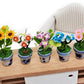 WitnyStore Tiny 1 High 5 Pieces Set Mix Sunflower Orchid Hydrangea Zinnia - Hand Made Artificial Flowers Colorful Miniature Real