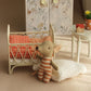 Minamzee 1:12 Dollhouse Crib  1 Set Miniature Iron Baby Bed with Bedding  Modern Cradle Model Mini Doll Crib Dollhouse Furniture Decorations Accessories