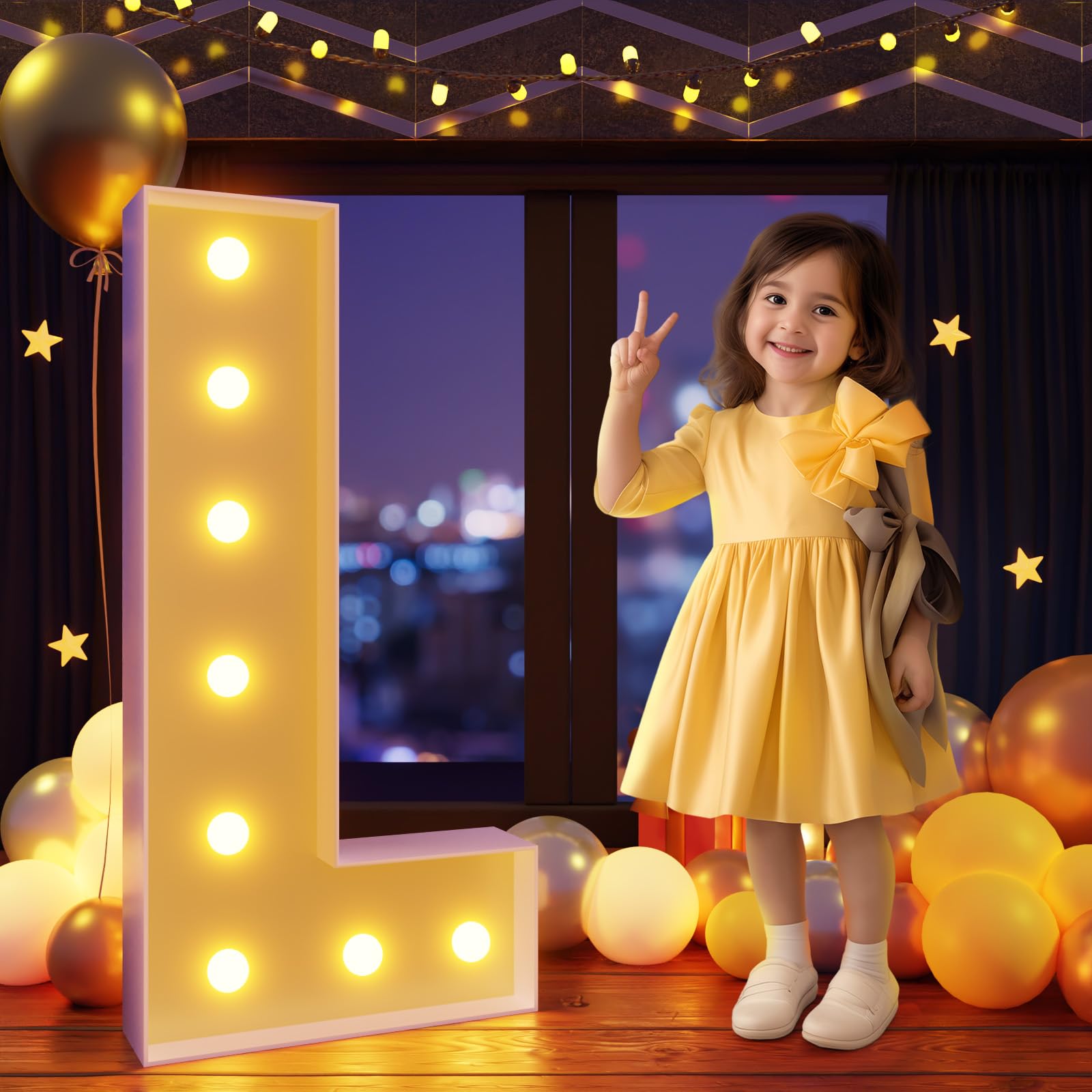 Imprsv 3Ft Marquee Light Up Letters L, Large Light Up Letters, Big Marquee Letters For Party Decorations Baby Shower Anniversary