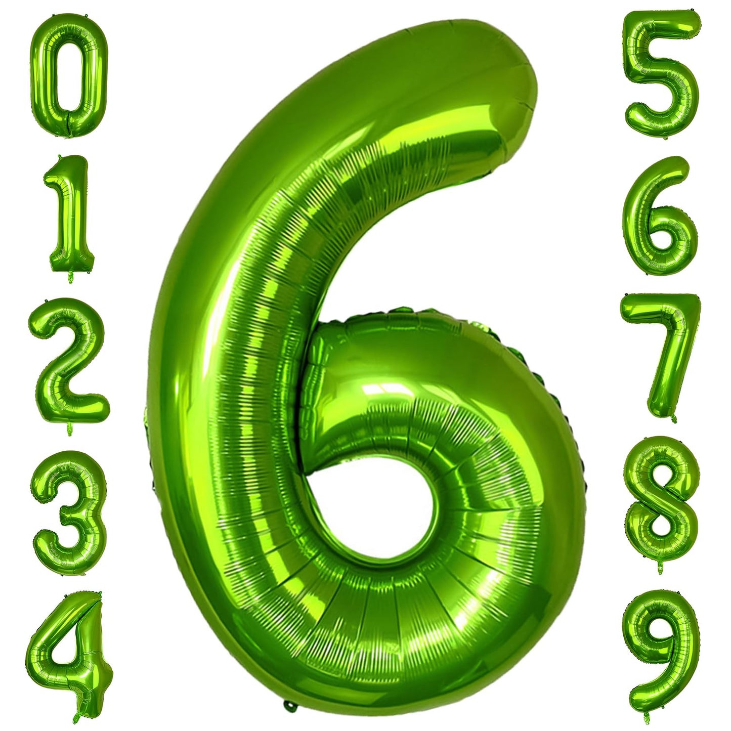Paticool 40 Inch Green Number Balloon 6, Large Number Foil Balloons Mylar For Girl Boy Birthday Party Celebration Decorations Su