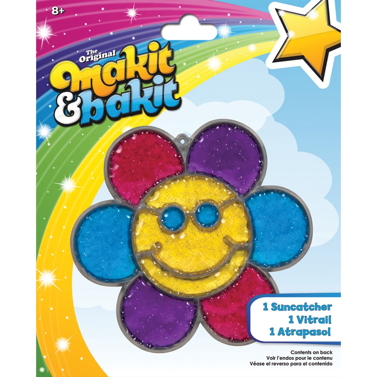 COLORBOK INC. 10028214 SUNCATCHER Glitter Smiley FACE Flower KIT, Multicolor