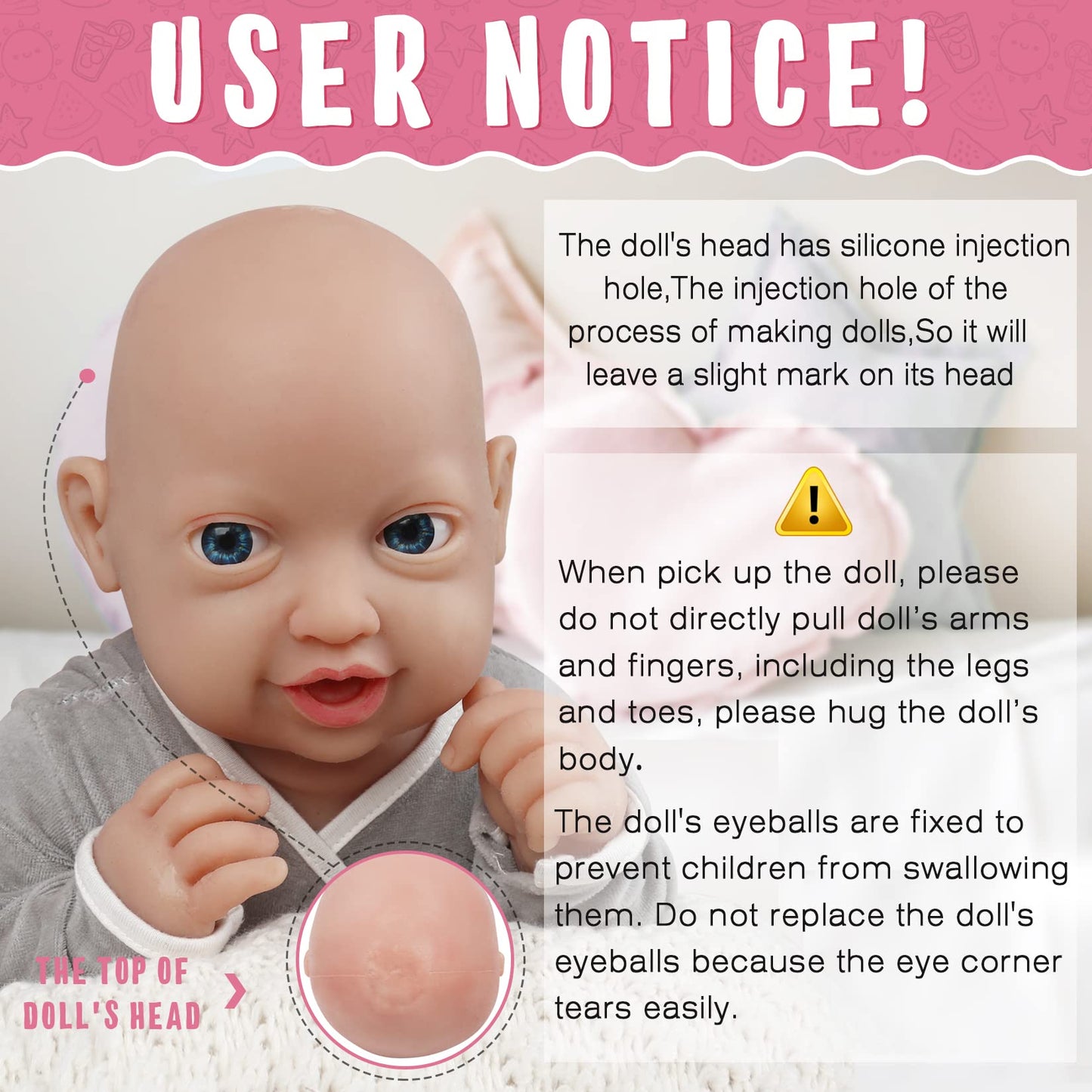 Vollence 10'' Full Silicone Baby Dolls Realistic, Not Vinyl Dolls, Real Lifelike Realistic Newborn Silicone Baby Doll For Child