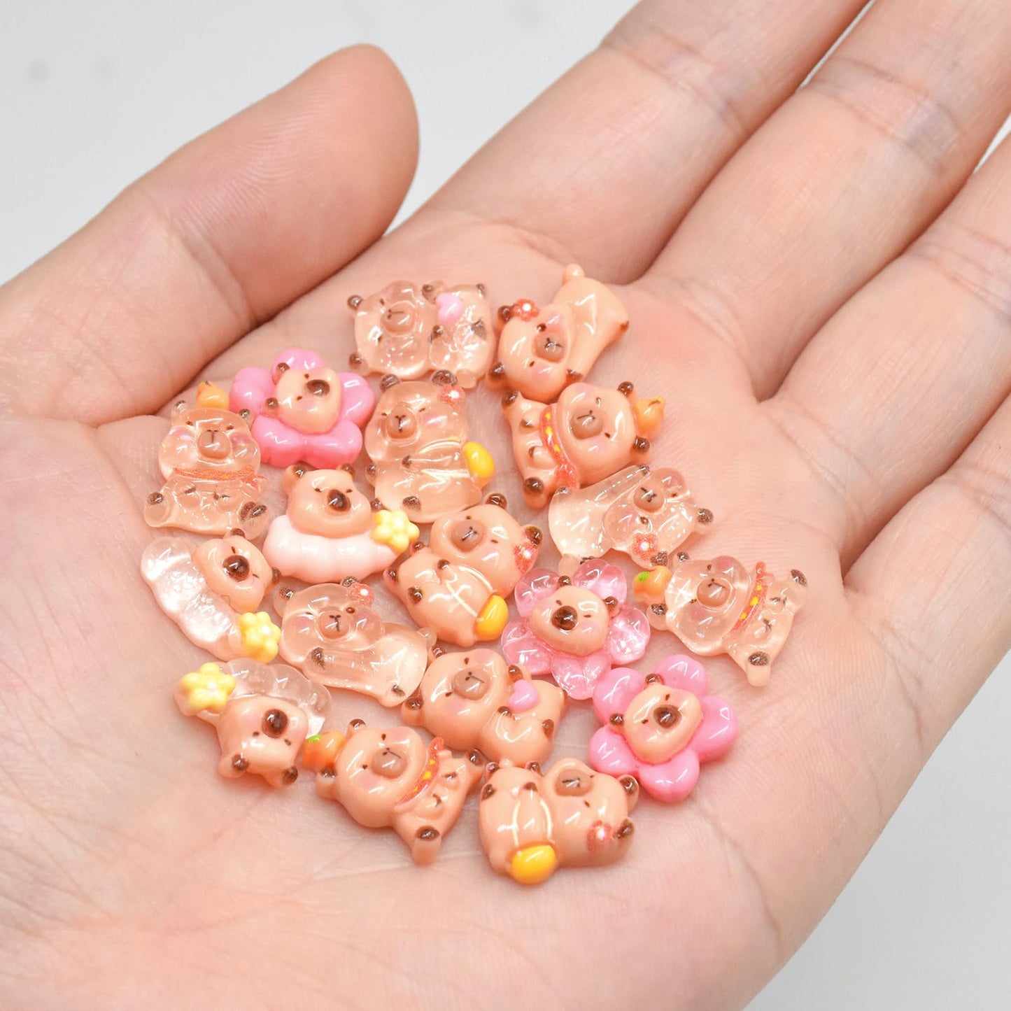 100 Pieces Tiny Flower Capybara For Dollhouse Miniatures Resin Animals For Crafts Mini Capybara For Fairy Garden Micro Landscapi